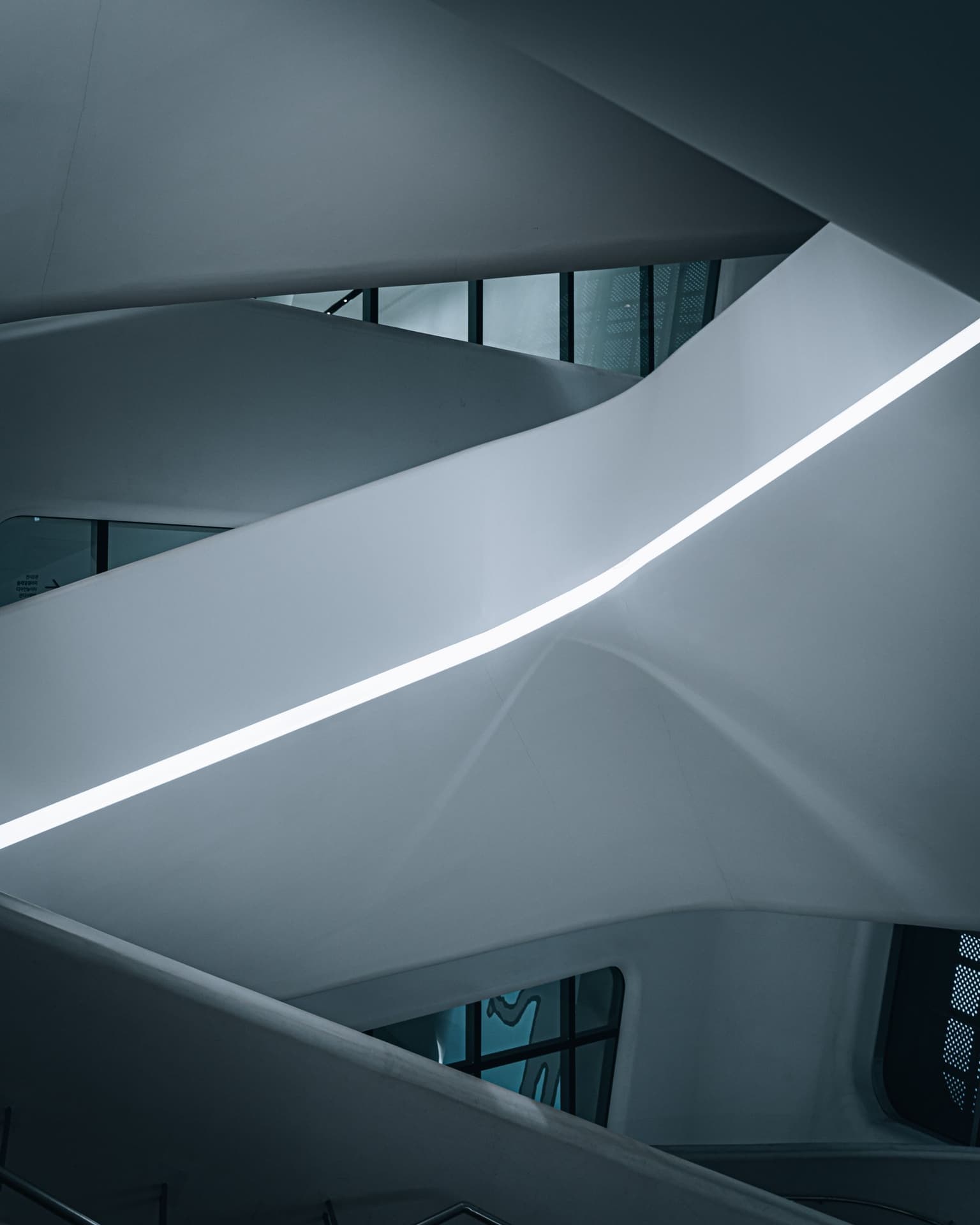 The curved stair to the roof