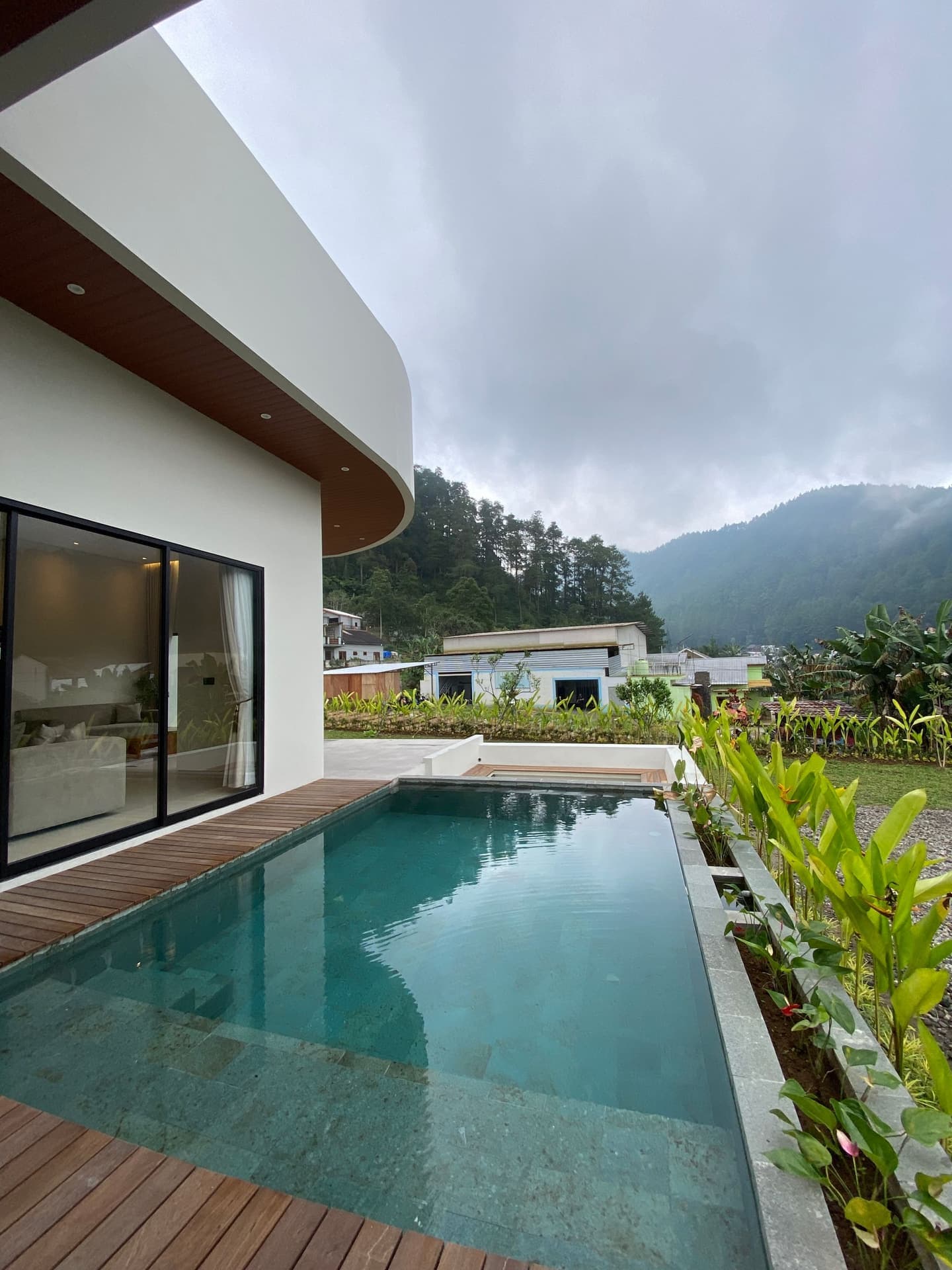 A home set into the forested hillside
