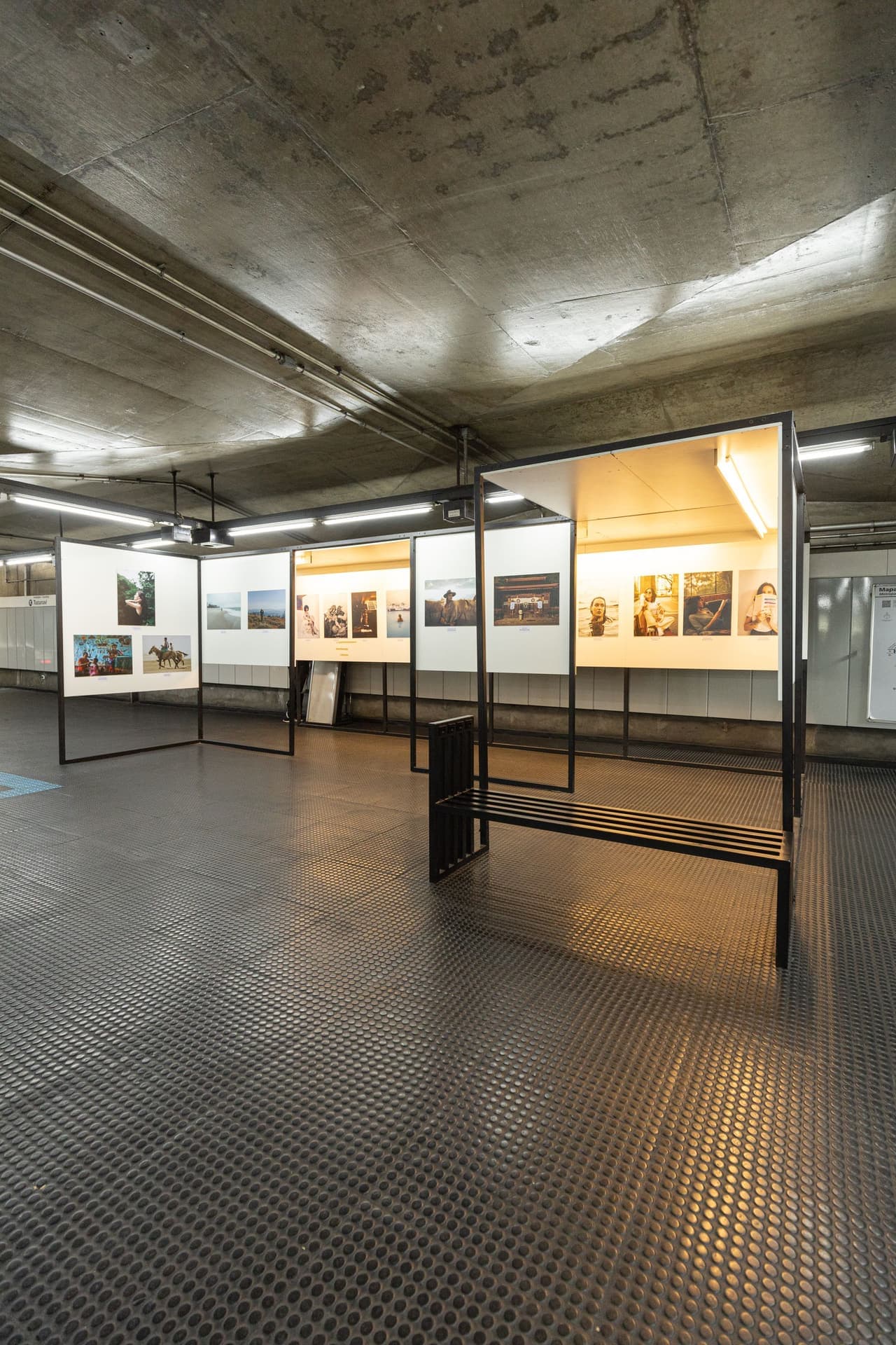 A gallery wall hung with work